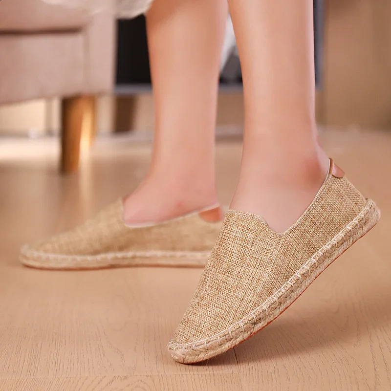 Espadrilles womens shoe patch work slider summer shoes mens shoes breathable canvas shoes Jute packaging shoes unisex 240930