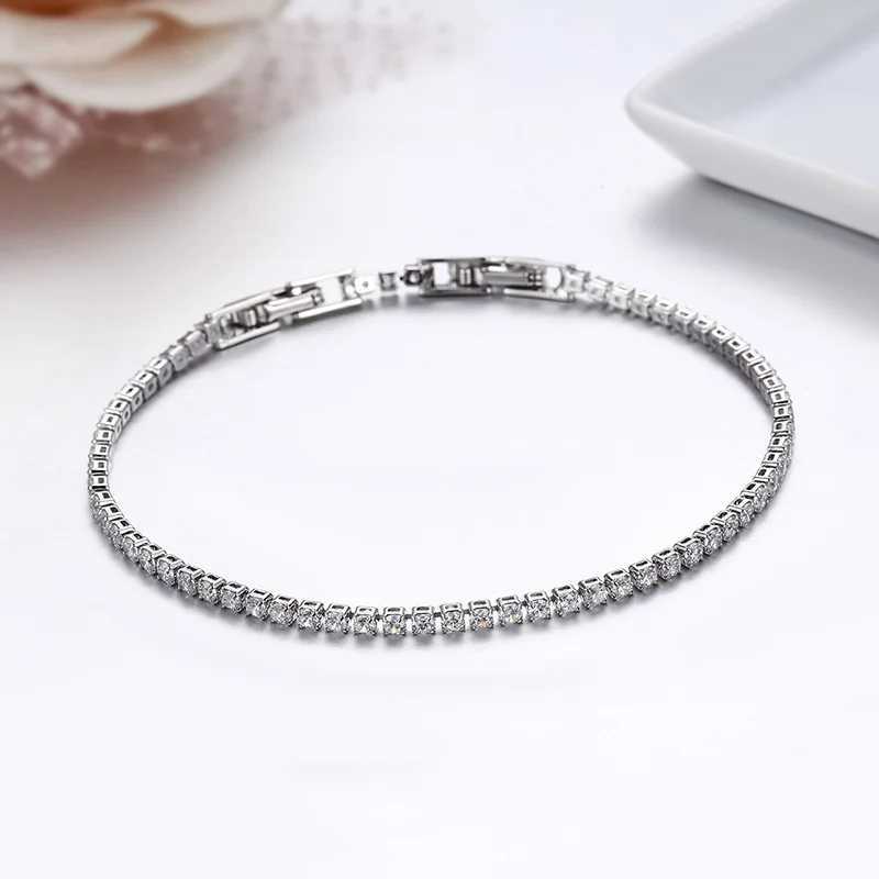 2mm 13.5cm 15-17cm cluster CZ chain tennis bracelet suitable for women girls friends jewelry thin brass gold Pulsera bracelet W241004