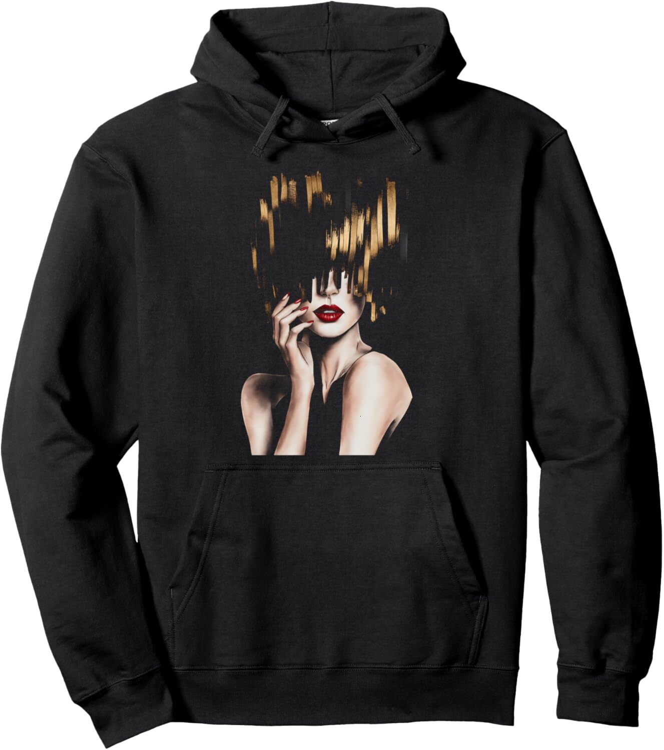 Hoodie for Mens Womens Graphic Design Woman Red Lips Fashion Sketch Illustration Pullover Hoodie Graphic Hoodies sweatshirt Pullover Long Sleeve