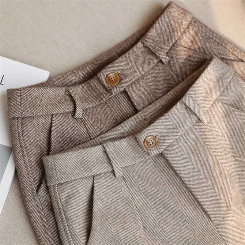 Wool pants womens harem pencil pants 2024 autumn and winter high waisted casual suit pants office womens Trousers W241004