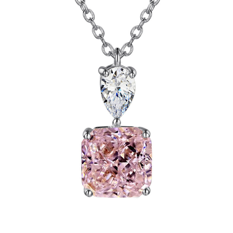 Elegant Sparkg Sterg Sier Princess Cut Necklace | Multicolor CZ & Moissanite dh5727163