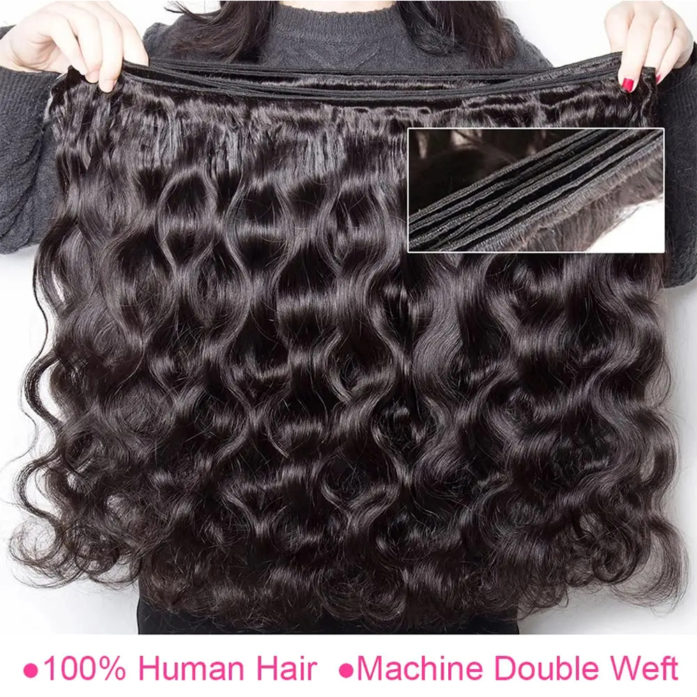 Brazilian Raw 100% Human Frontal HD Transparent Lace Closure With Hair Weave Bundles