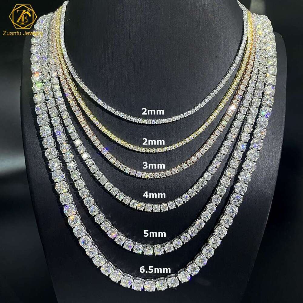 2Mm 2.5Mm 3Mm 4Mm LAB Grown 10K Solid Gold Bracelet Hip Hop Jewelry Necklace VVS CVD HPHT Diamond Tennis Chain