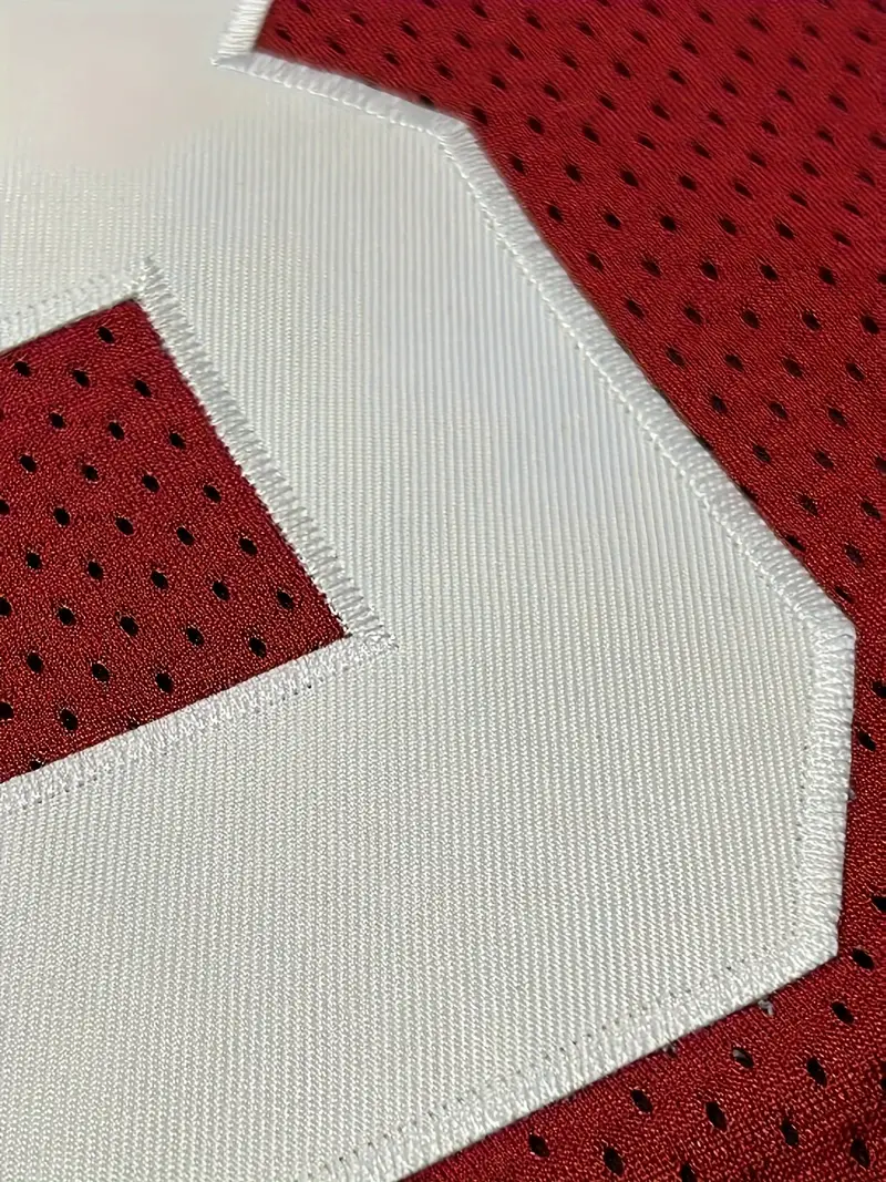#23 Christian McCaffrey Comfy V-Neck Football Jersey Red Mesh Embroidery for Training and Competition Breathable Moisture-Wicking Short Sleeve Top for