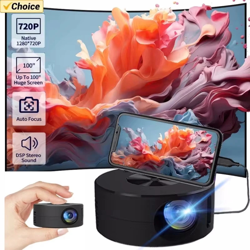 YT200 mini projector led mobile video home theater media player kids gift cinema wired same screen for Android y240929