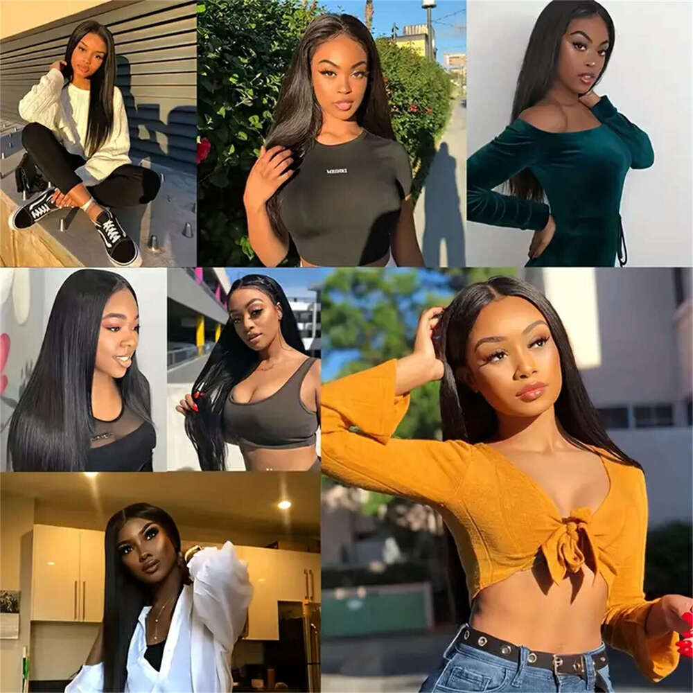 Straight 100% Human Hair Natural Color 32 34 Inches Brazilian 13X4 13X6 Transparent Lace synthetic Front Wig Frontal Wigs