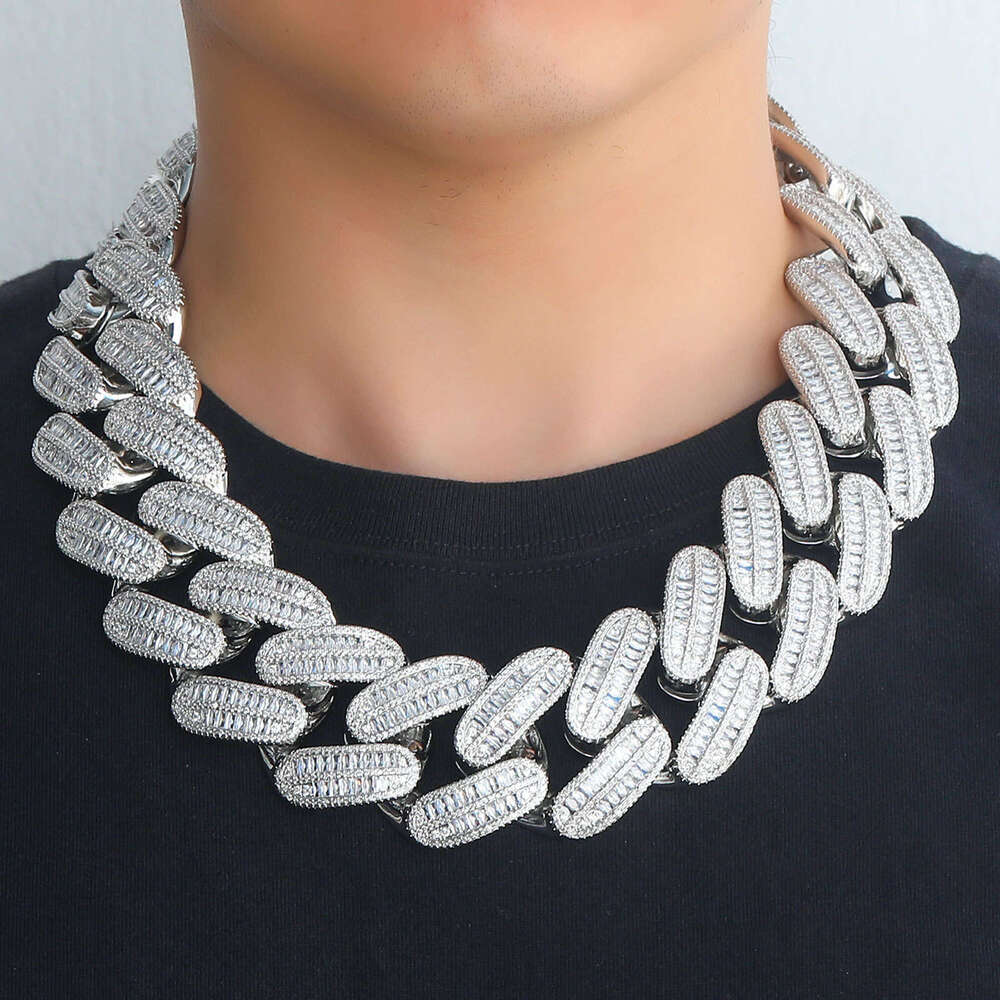 hip hop 40mm large cuban chain full of dia t square real gold electroplated hiphop punk male personality necklace