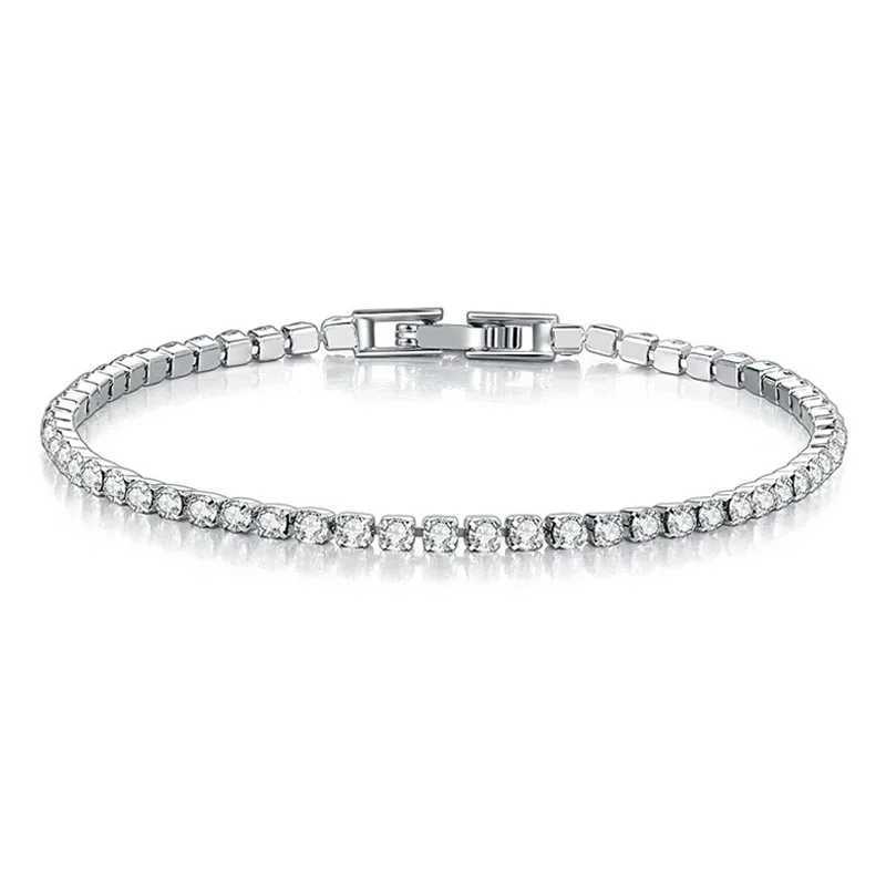 New 925 sterling silver hip-hop fashionable womens tennis bracelet rose gold sparkling cubic zirconia bracelet wedding jewelry gift W241004