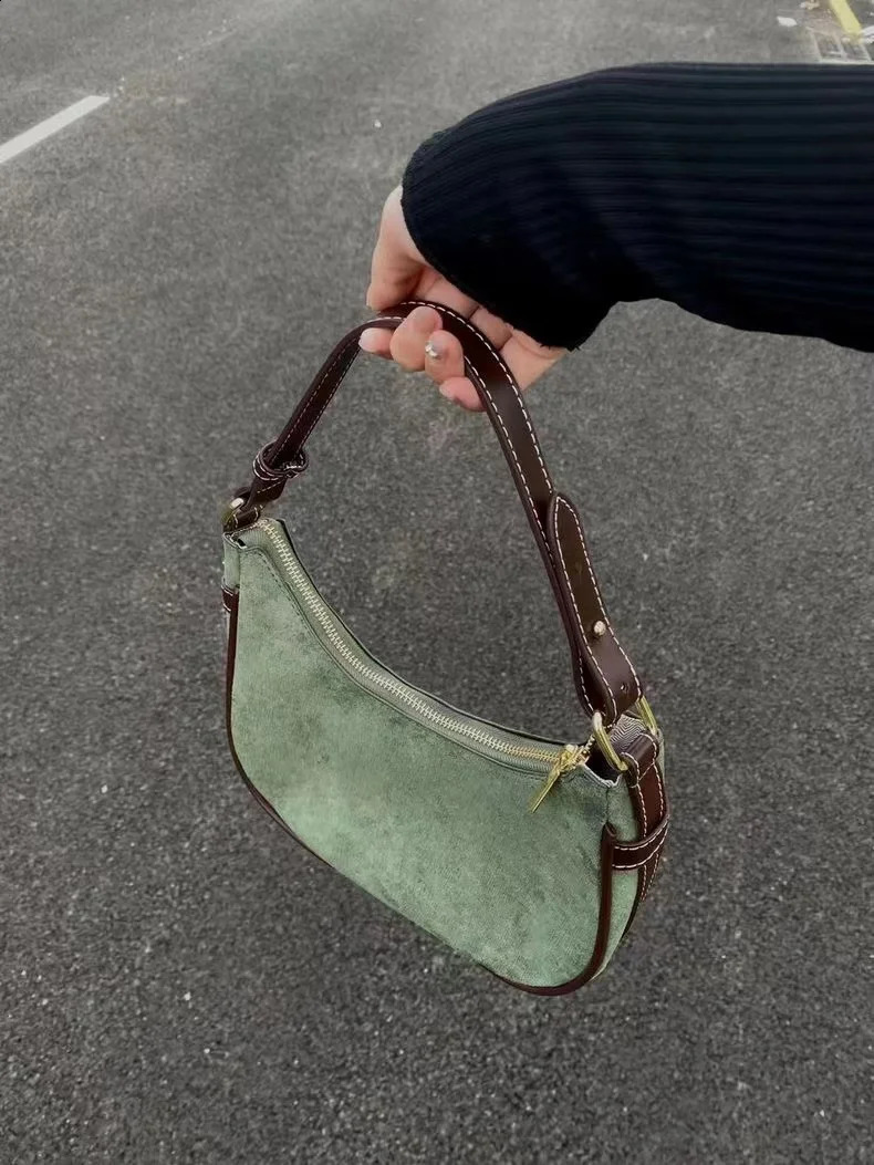 JIAERDI Casual Green Underarm Bag Women Vintage Girls Leather Solid Shoulder Bag Female Retro Elegant Y2k Handbag Purse 240926