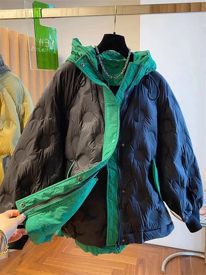 2024 Style Korean Winter White Duck Down Parka Women Puffer Loose Casual Hooded Female Jacket Thicken Oversize Snow Wear Coa 240930