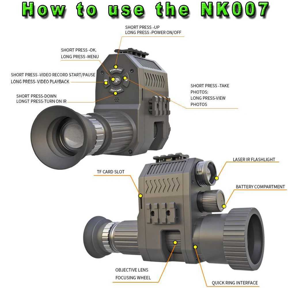 Megaorei digital night vision range mono 200-400M travel infrared camera supports photo and video recording in multiple languages W241004