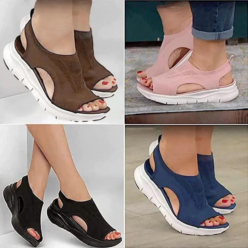Summer Washable Slingback Orthopedic Slide Sport Sandals Super Comfy Sports Knit Mesh Soft Sole Fashion Womens Shoes 240924
