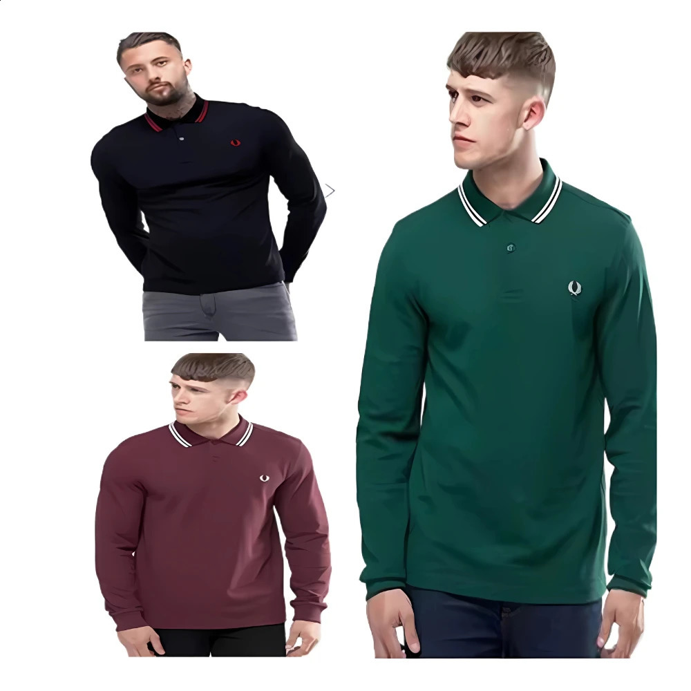 High quality F P springsummer mens long sleeved wheat collar shirt UK business casual polo M3600 240930
