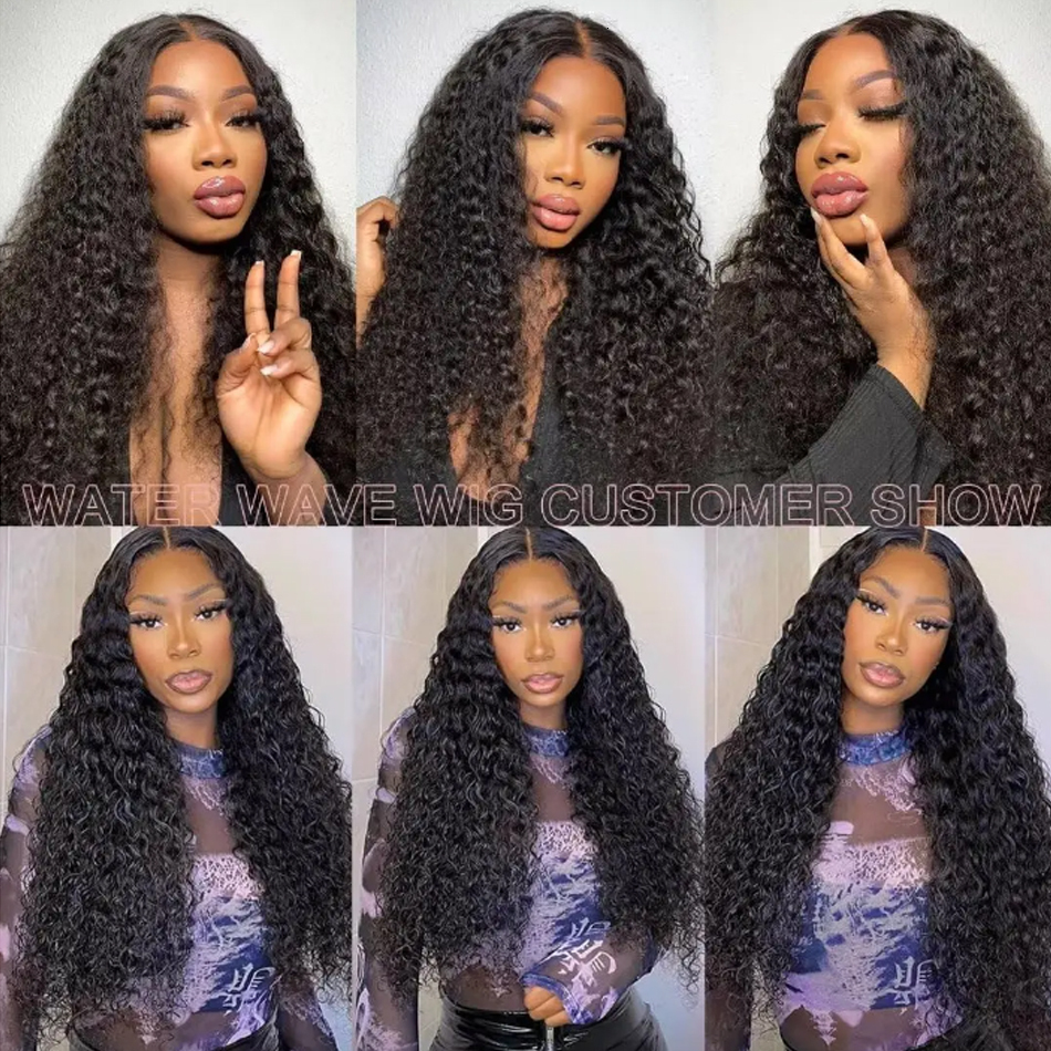 Indian Water Wave Closure Wet And Wavy Curly 12A Human Bundles Remy Hair Weave 3Bundles With 13X4 Frontal