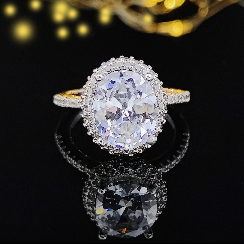 Brand Unique Gorgeous Luxury Designer Ladies Jewellery 925 Sterling Silver Fill Oval Cut White Topaz Zircon Eternity Party Women Crown Band Wedding Ri