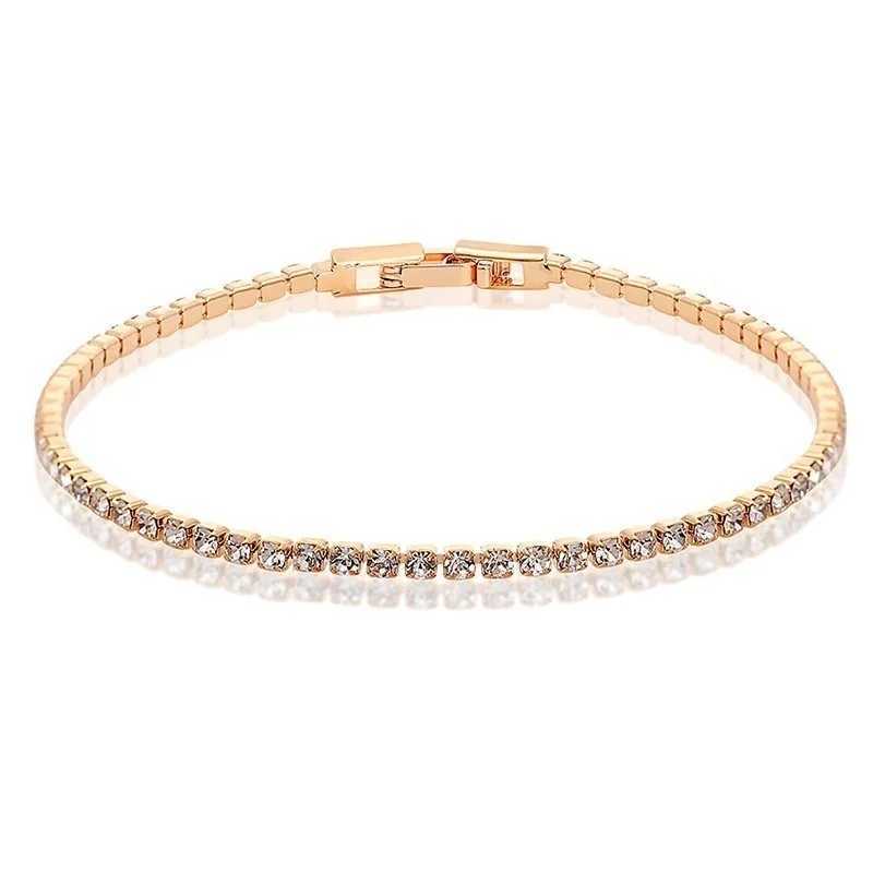 2mm 13.5cm 15-17cm cluster CZ chain tennis bracelet suitable for women girls friends jewelry thin brass gold Pulsera bracelet W241004