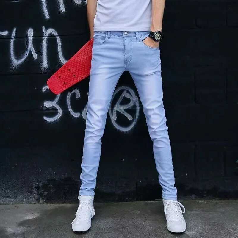 Fashion Mens Slim Fit Denim Pencil Pants High Quality Black White Skinny Stretch Jeans Mens High Street Jeans Four Season W250905
