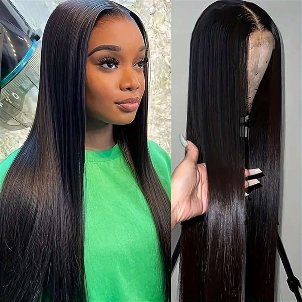 Straight 100% Human Hair Natural Color 32 34 Inches Brazilian 13X4 13X6 Transparent Lace synthetic Front Wig Frontal Wigs