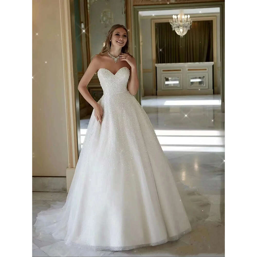 Romantic Sweetheart Collar Wedding Elegant Sleeveless Backless Beading Bridal Gown Custom Made Princess Bride Dress 0228Lz
