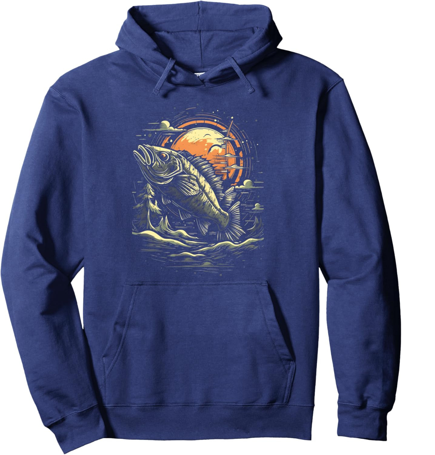 Hoodie for Mens Womens Fishing Sunset Fish Jumping Cool Fisherman Design Graphic Pullover Hoodie Graphic Hoodies sweatshirt Pullover Long Sleeve