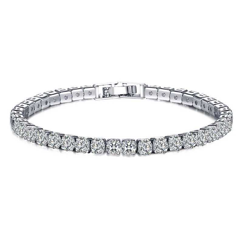 New 925 sterling silver hip-hop fashionable womens tennis bracelet rose gold sparkling cubic zirconia bracelet wedding jewelry gift W241004