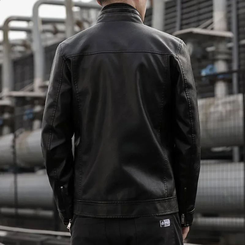 Mens leather suit jacket mens slim fit short fashionable leather casual jacket mens jacket 241007