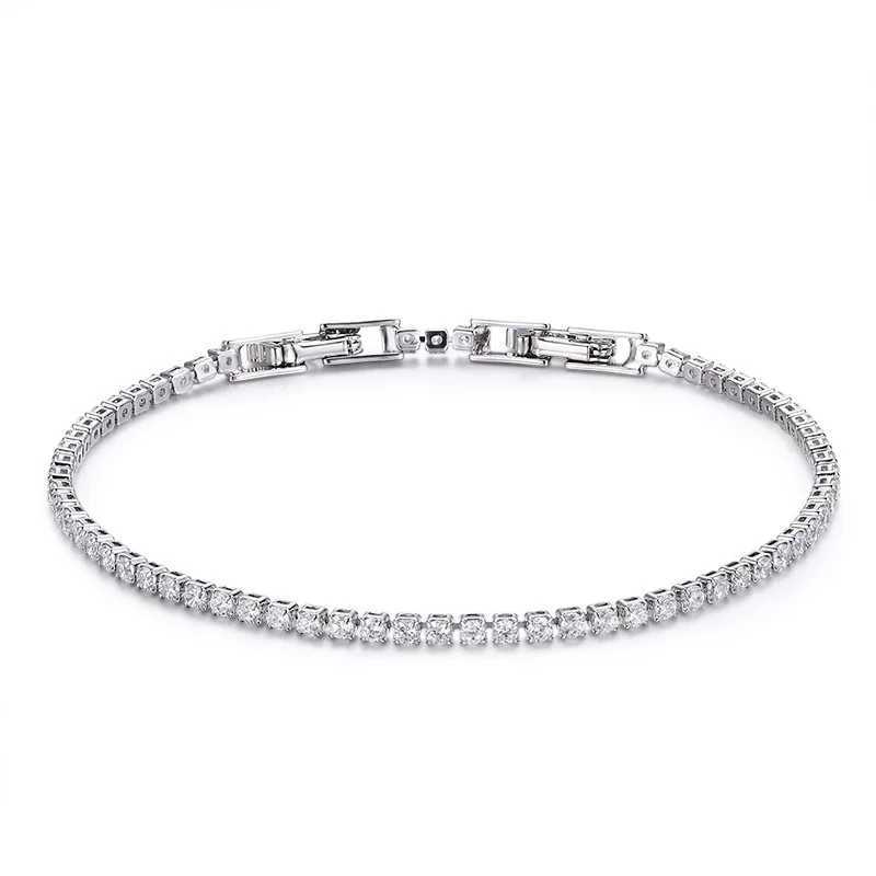 2mm 13.5cm 15-17cm cluster CZ chain tennis bracelet suitable for women girls friends jewelry thin brass gold Pulsera bracelet W241004