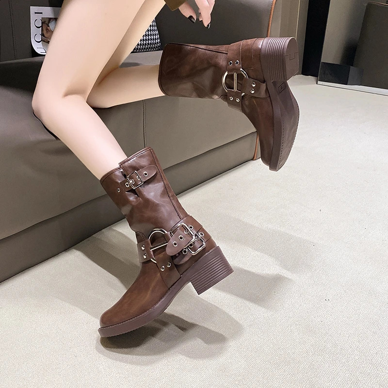 Winter Denim Fashionable Slippery in Womens Casual Short Boots Thick Bottom Mordern Botas 2024 241106