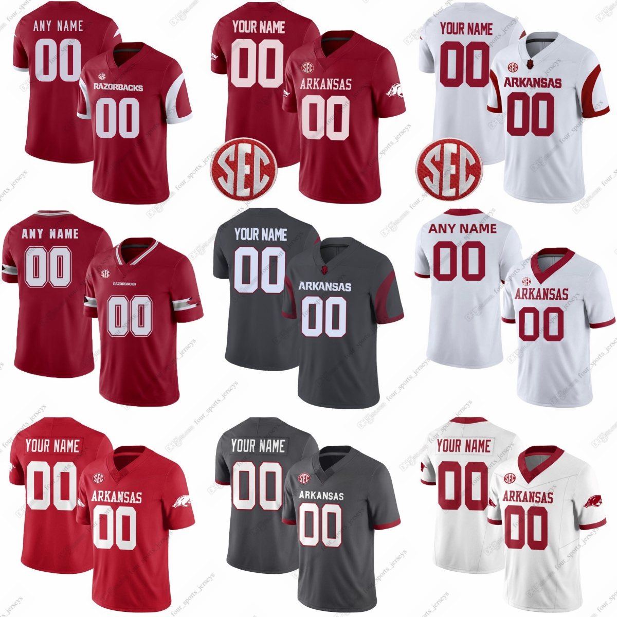 Custom Arkansas Football Jerseys 10 Taylen Green 22 Jaquinden Jackson 2 Andrew Armstrong 15 Kj Jackson 3 Malachi Singleton Rodney Hill Braylen Russell