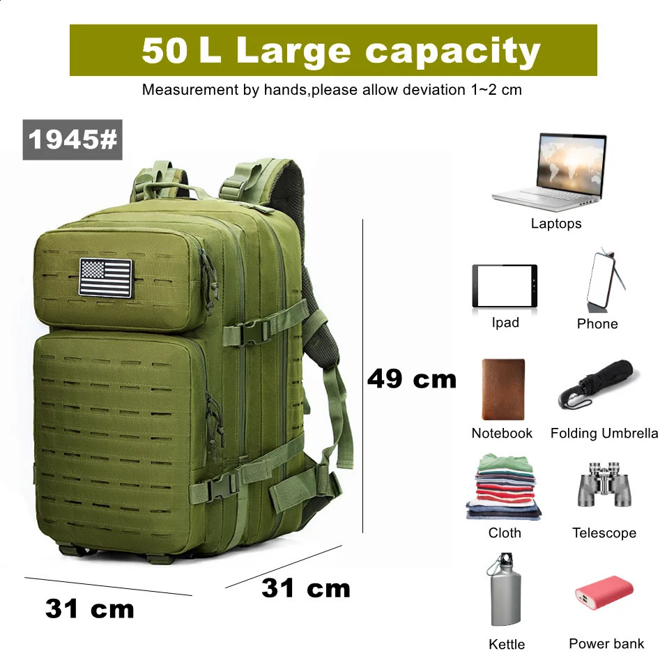 35/45/50L mens hiking backpack large capacity tactical mens backpack camouflage travel outdoor hiking backpack 241008