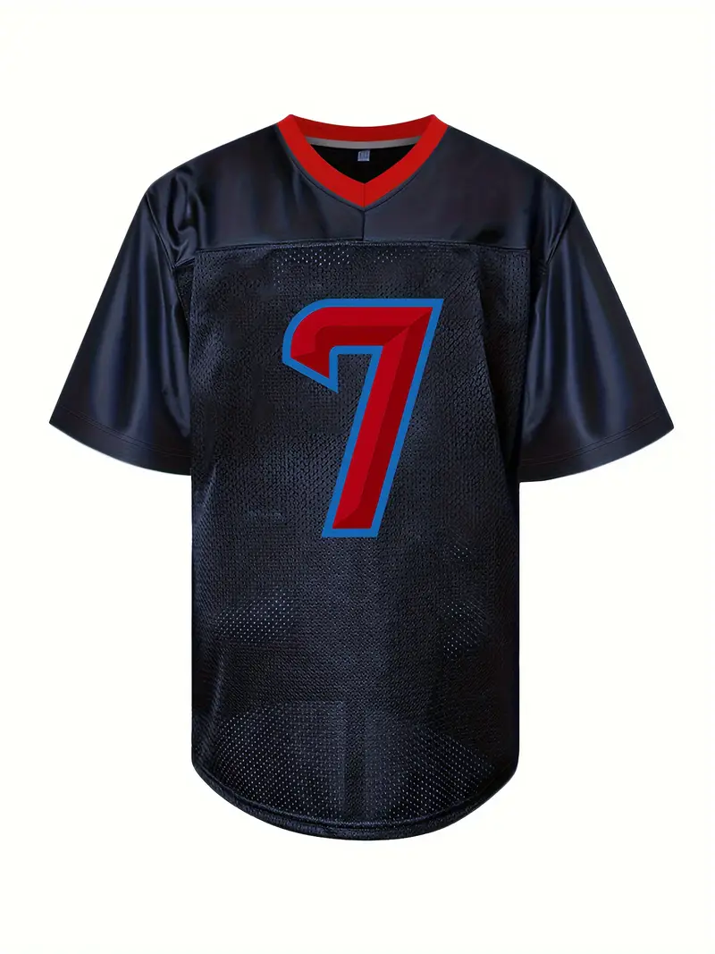 #7 CJ Stroud Comfy V-Neck Football Jersey New Navy Blue Mesh Embroidery for Training and Competition Breathable Moisture-Wicking Top for Active jersey