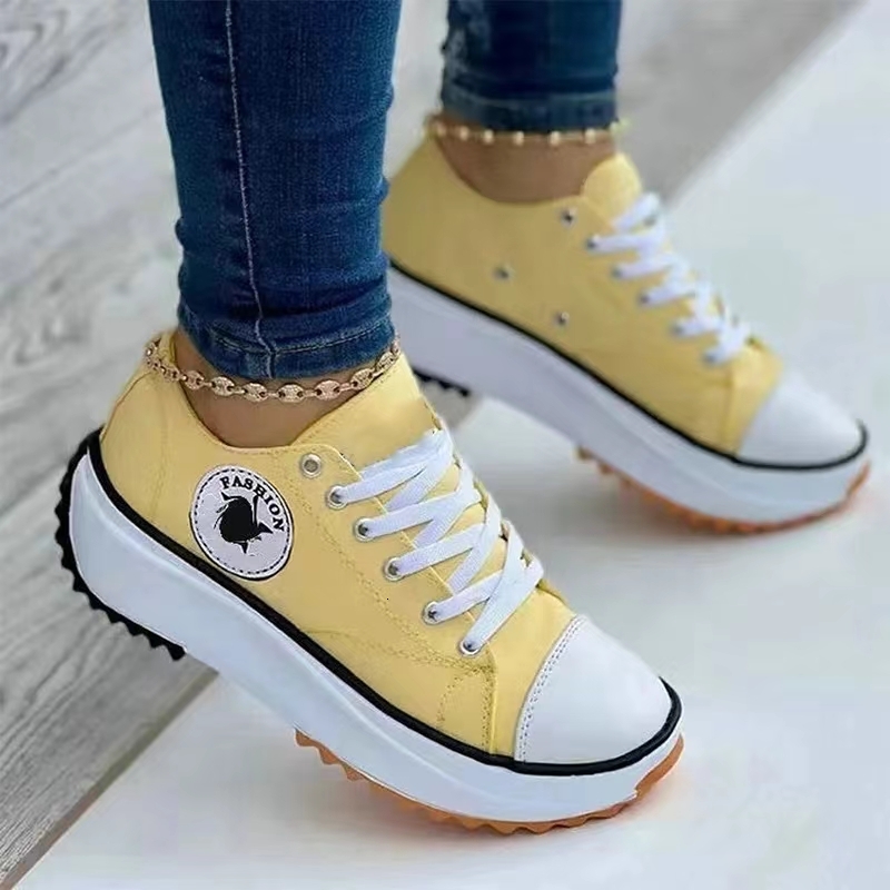 Canvas White Classic Black Women Sneakers Solid Casual Platform Sport Comfort Thick-soled Womens Vulcanized Shoes s