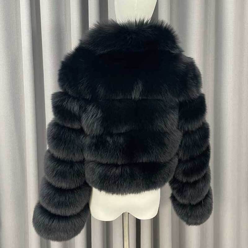 Winter Ladies Cropped Coats Casual Fashion Square Neck Long Sleeves High Quality Real Fox Fur Jacket - view 7