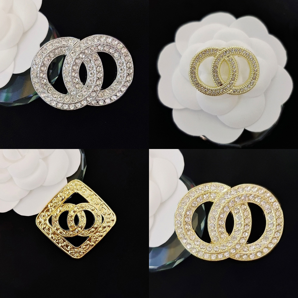 Brooches Pins Broche Designer Brooch Letter Womens Crystal Gold Plated Silver Broochs Suit Pin Wedding Party Dress Jewelry Christmas Gifts