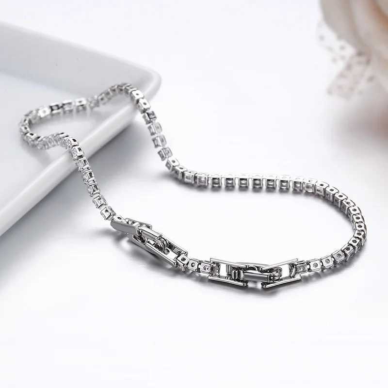 2mm 13.5cm 15-17cm cluster CZ chain tennis bracelet suitable for women girls friends jewelry thin brass gold Pulsera bracelet W241004