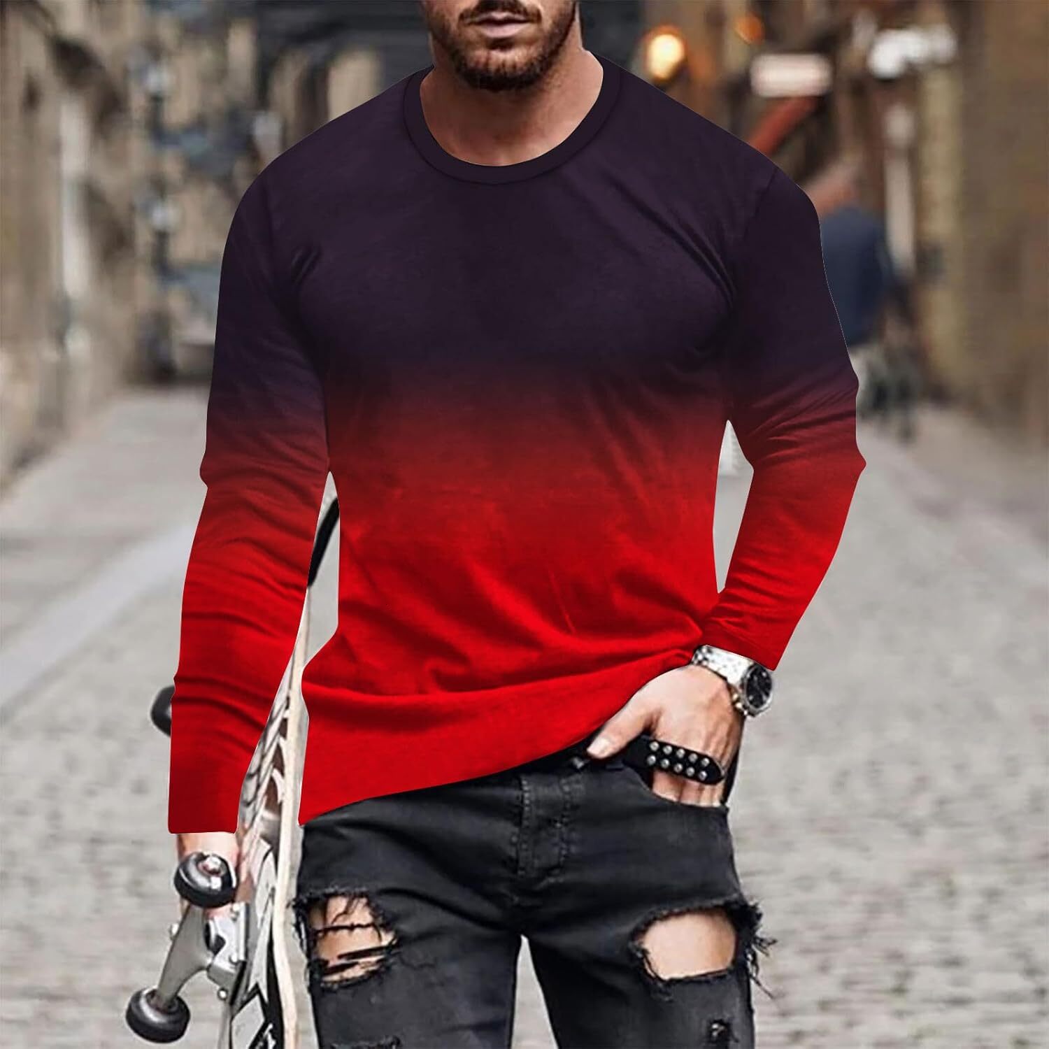 Long Sleeve Shirts for Men sweatshirt Long Sleeve Tee Shirts for Men Graphic Marble Print Casual Pullover Big and Tall Crewneck Sweatshirts Sports Str
