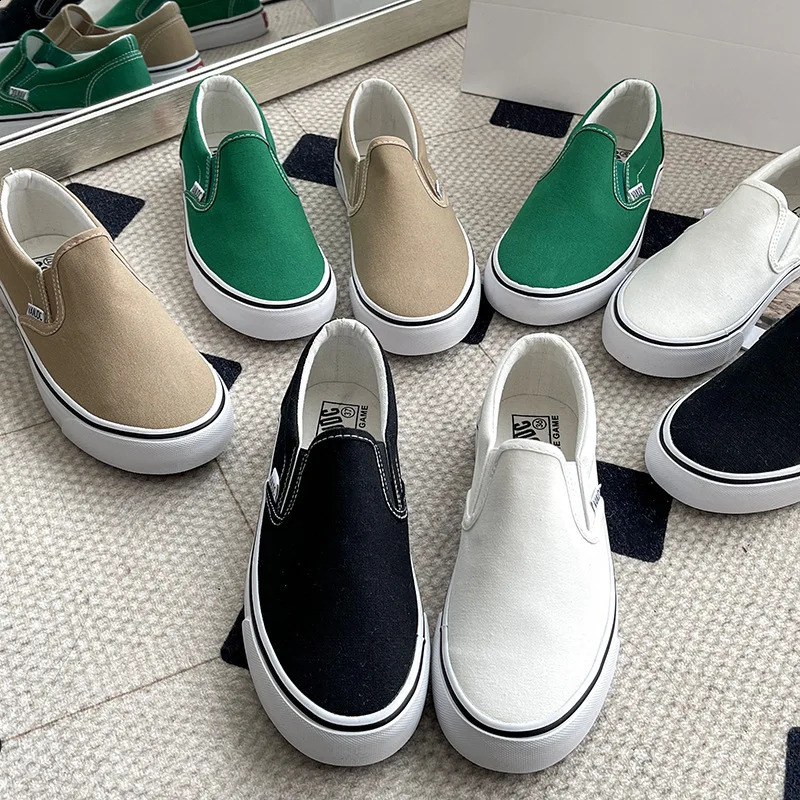 2024 Canvas Lazy Shoes One Foot Korean Version Student White Shoes Instagram Casual Board Shoes 240930