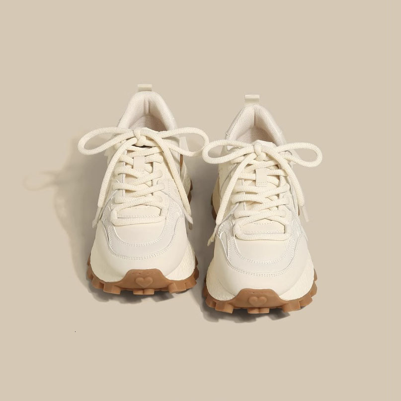 Forrest Gump Women's 2025 New Colored Soft Leather Thick Sole Versatile Soft Sole Waffle Shoes Sports and Casual Single Shoes Dad Shoes