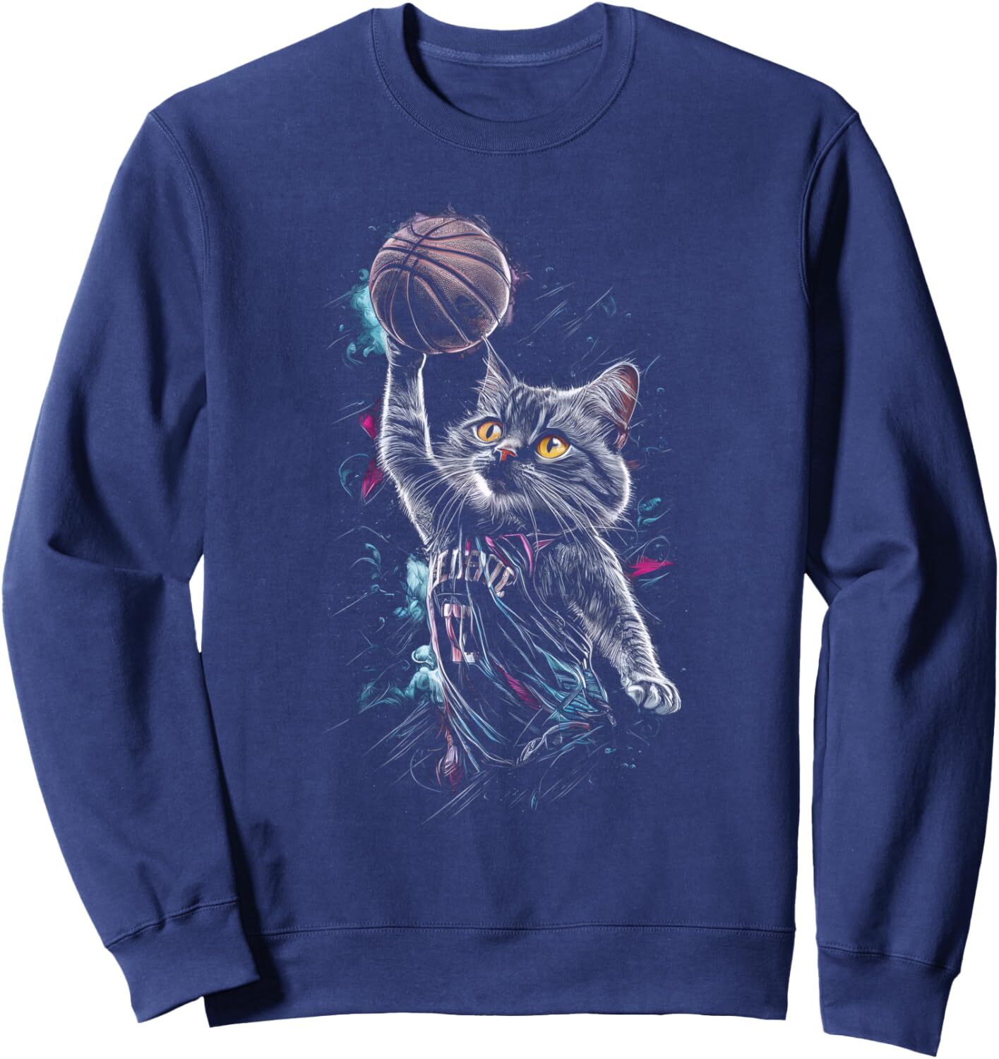 Long Sleeve Shirts for Men sweatshirt Basketball Cat Kitten Slam Dunk Sports Fan Gifts Graphic Tee Sweatshirt Tee Streetwear Casual tops clothes