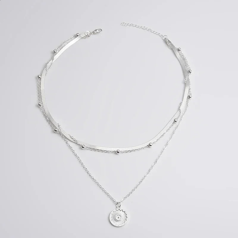 925 Sterling Silver ThreeLayer Round Necklace Simple Snake Chain Charm Ball Party Wedding Gift Womens Exquisite Jewelry 240926