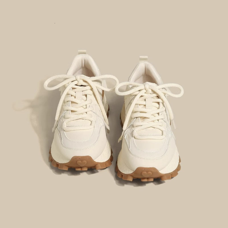 Forrest Gump Women's 2025 New Colored Soft Leather Thick Sole Versatile Soft Sole Waffle Shoes Sports and Casual Single Shoes Dad Shoes