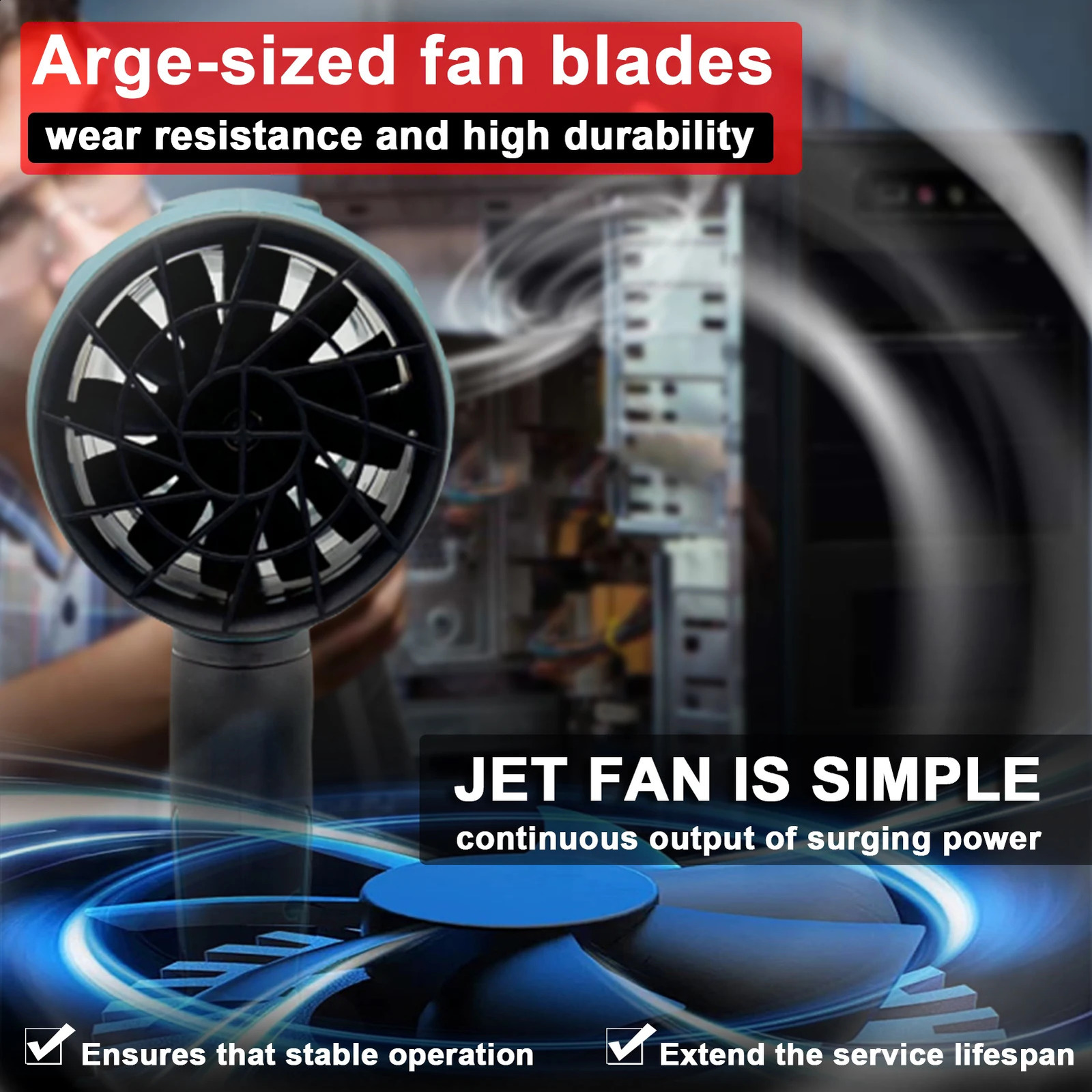 1000W handheld pipeline Turbofan high-power jet fan lithium ultraviolet fan multifunctional car wash dust collector blower 240930