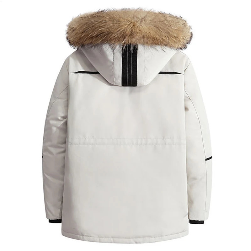 Thick mens down jacket with fur collar warm park -30 degrees mens casual waterproof winter jacket size 3XL 240930CJ