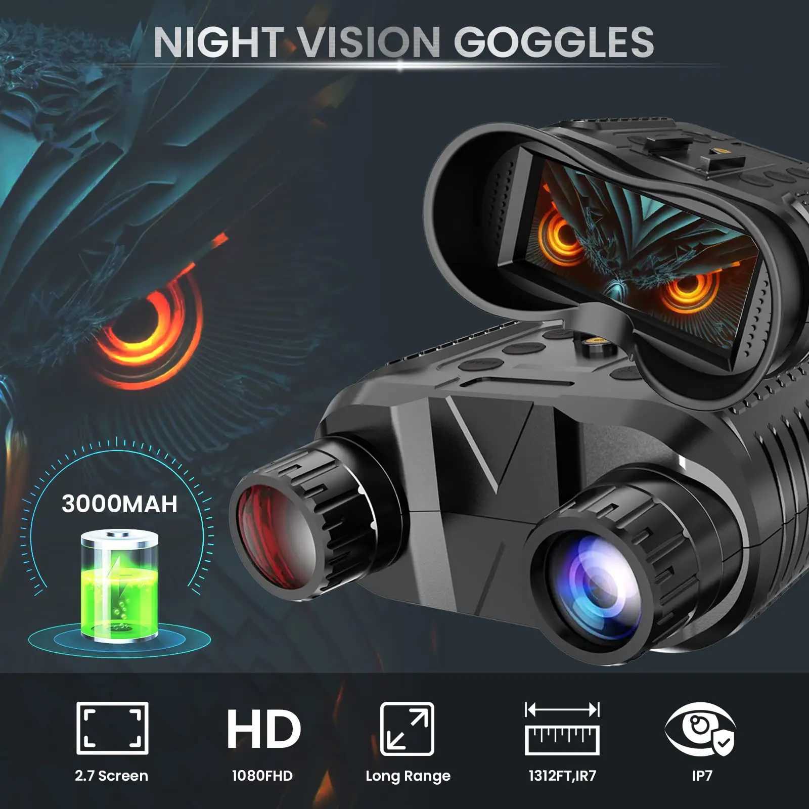 NV8160 Head mounted Night Vision 8X Digital Zoom Hand Non tactical Helmet Night Vision Goggles 1080P HD Infrared Diode W241004