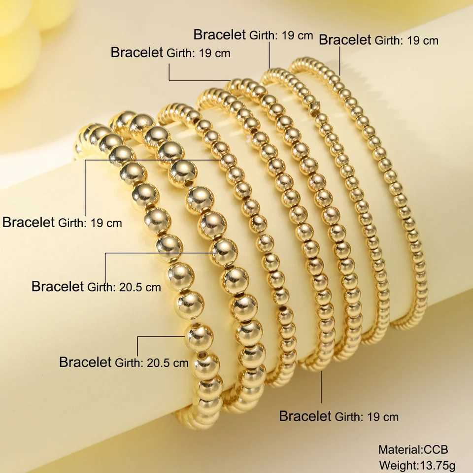 7 Pcs/Set Vintage Handmade Gold Color Beads Bracelets Set Stretch Women Trendy Bracelets Fshion Girls Party Boho Jewelry Gifts W250121