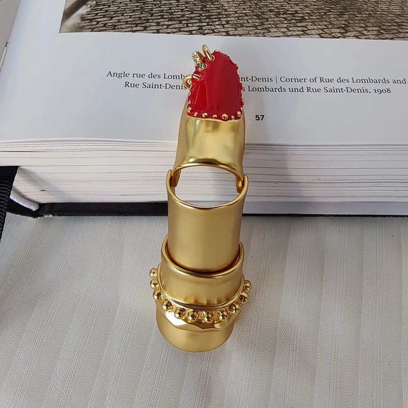 Vintage Red Nail Ring with Three Section Active Joint Ladies Jewelry Party Accessories Gift 240925