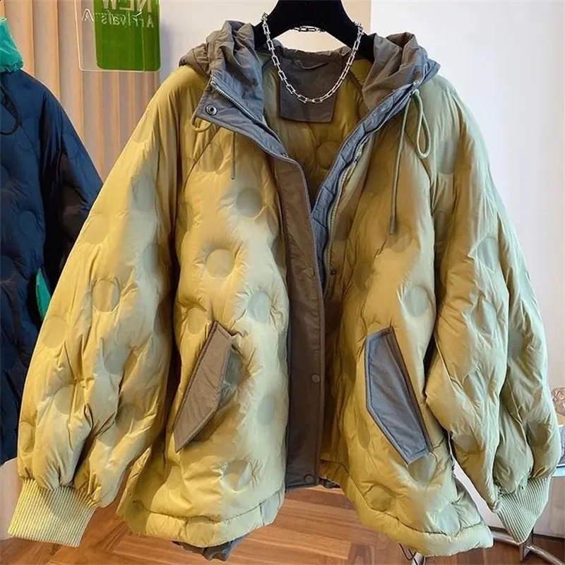 2024 Style Korean Winter White Duck Down Parka Women Puffer Loose Casual Hooded Female Jacket Thicken Oversize Snow Wear Coa 240930