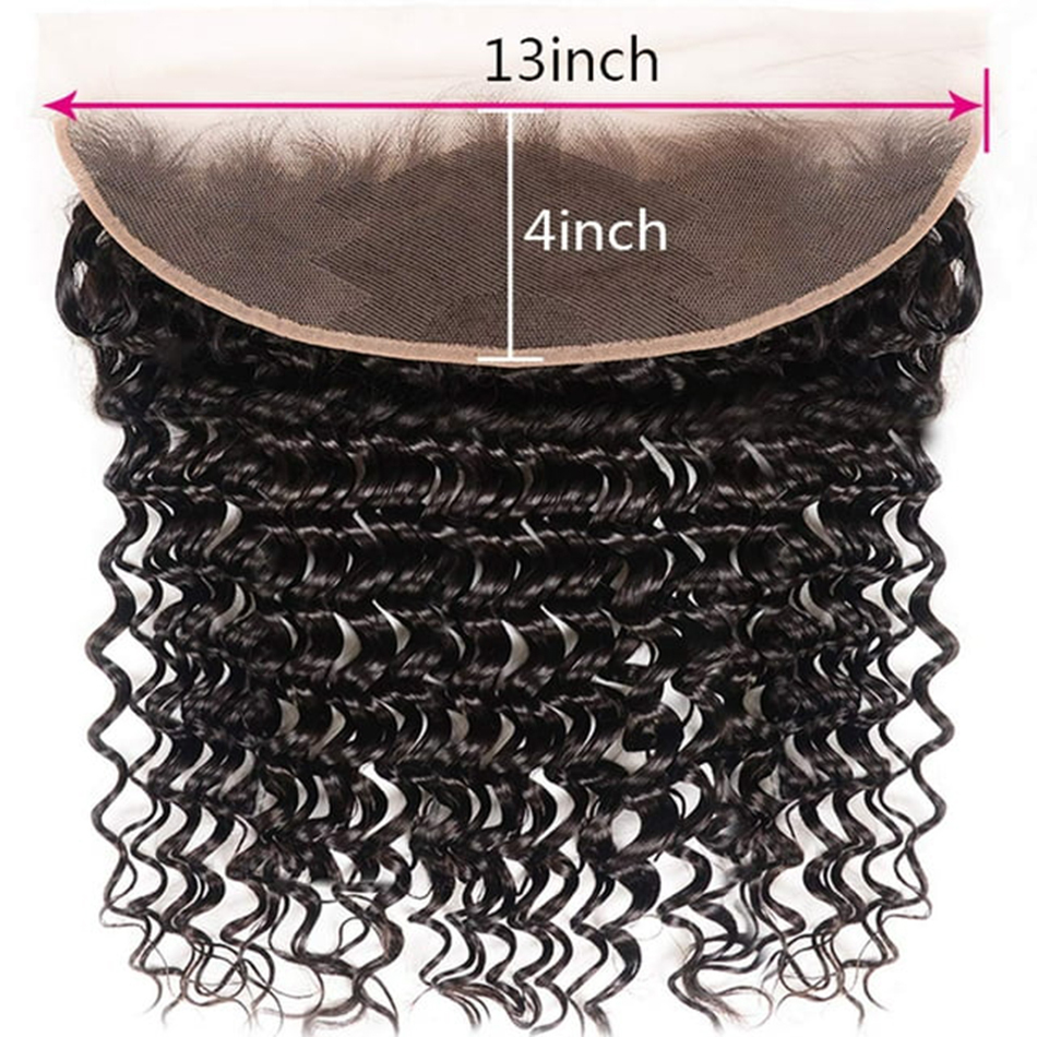Deep Wave Bundles Brazilian 100% Unprocessed Virgin Human Hair 3 Bundle With 13X4 Lace Frontal Closure