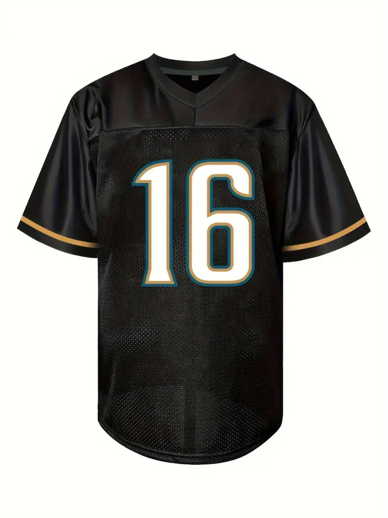 #16 Trevor Lawrence Comfy V-Neck Football Jersey Black Mesh Embroidery for Training and Competition Breathable Moisture-Wicking American Football Shir