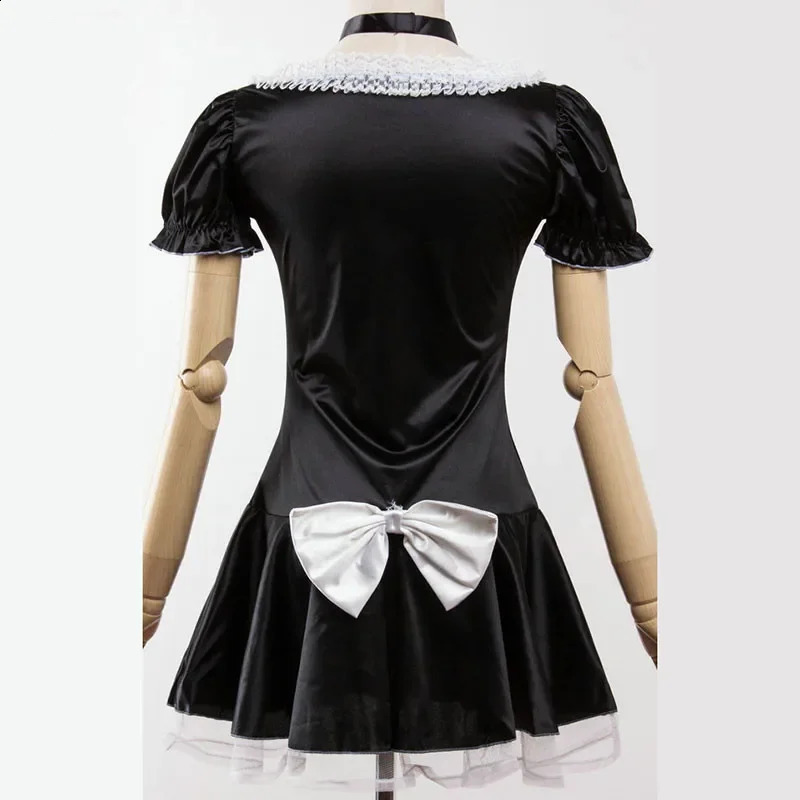 Black Cute French Maid Role Playing Costume Dress Lolita Girl Sexy Vestidos Party Stage Size Up 240930